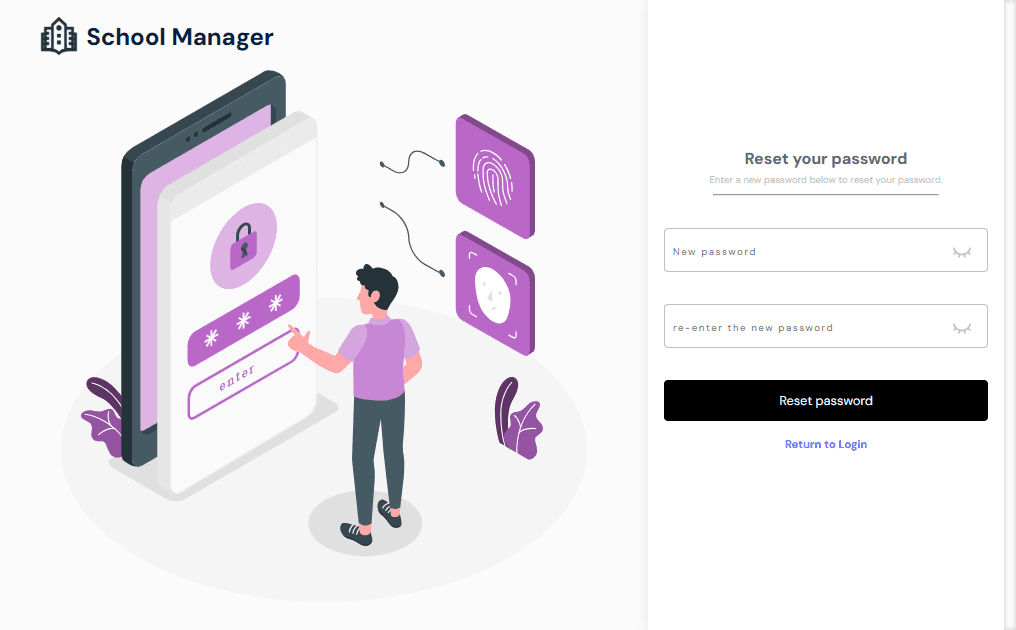School Manager reset password page