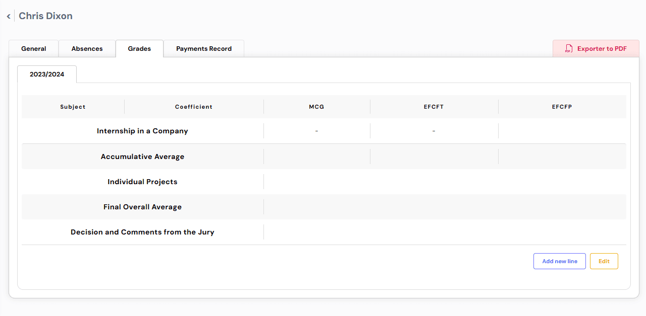 School Manager student grades