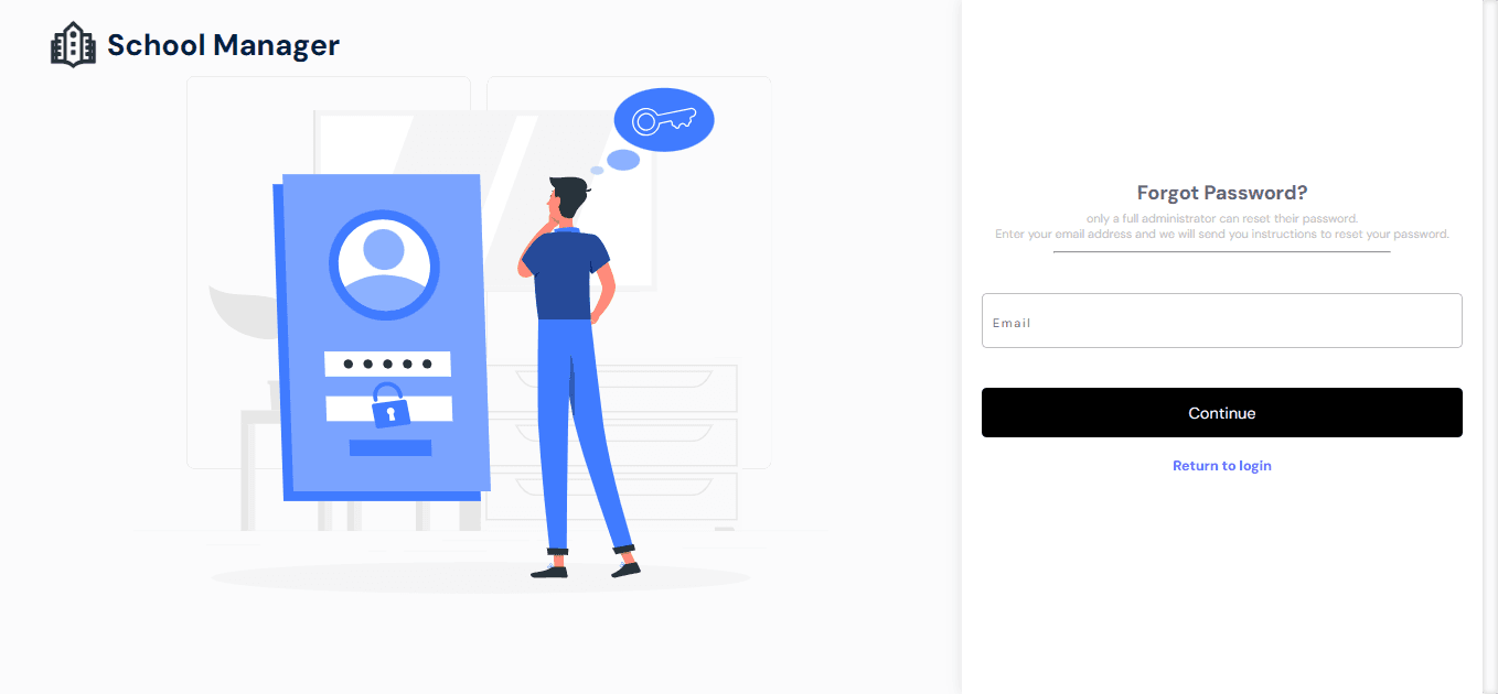 School Manager forgot password page